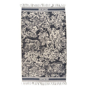 Christian Dior Toile De Jouy Reverse Grey Tassel Classic Cotton Bath Beach Towel